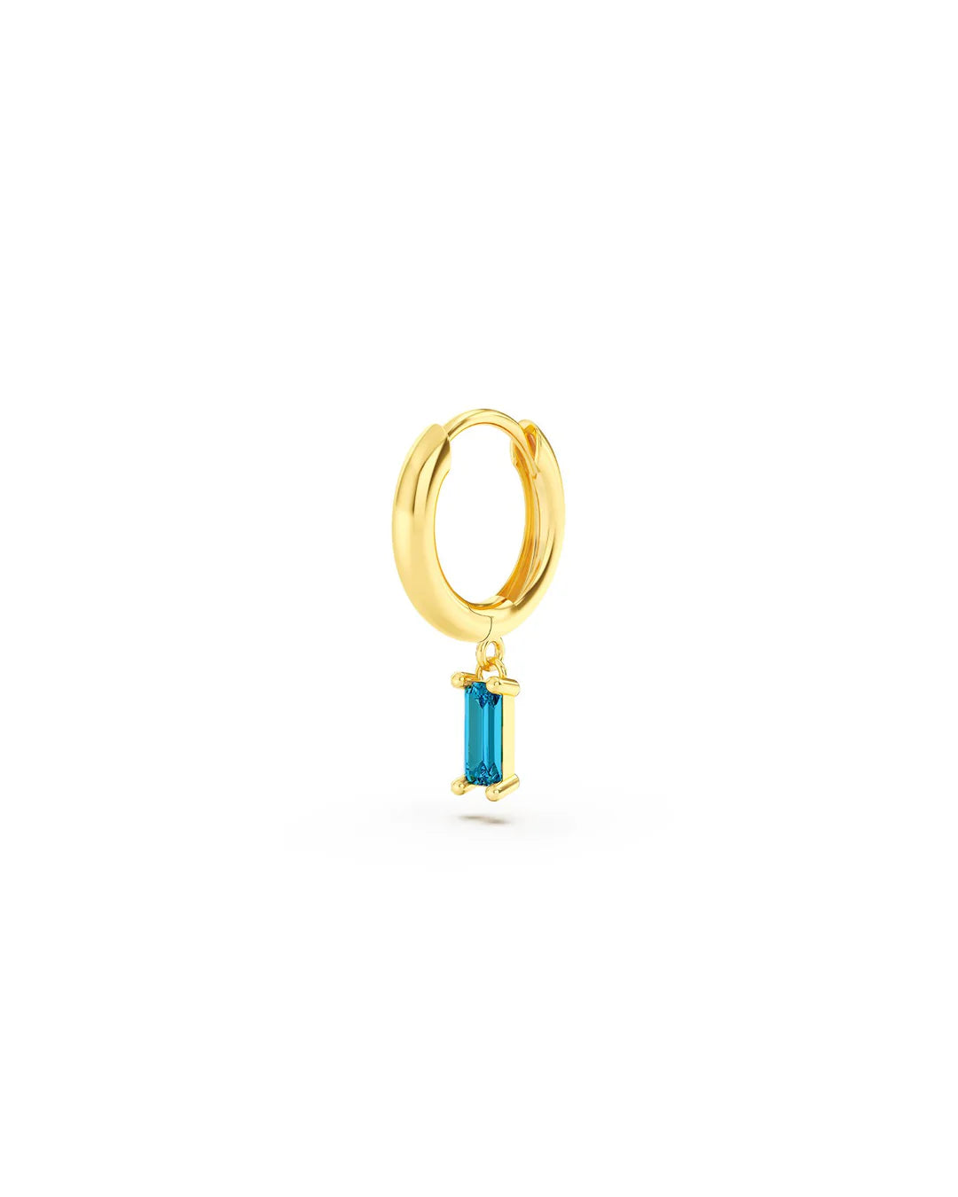 Amabile Orecchino Singolo Hoop Baguette Placcato Oro / Azzurro