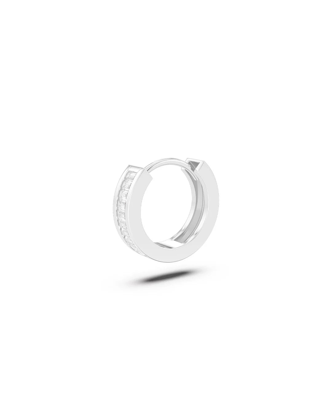 Amabile Orecchino Singolo Hoop Zirconia Argento / Bianco