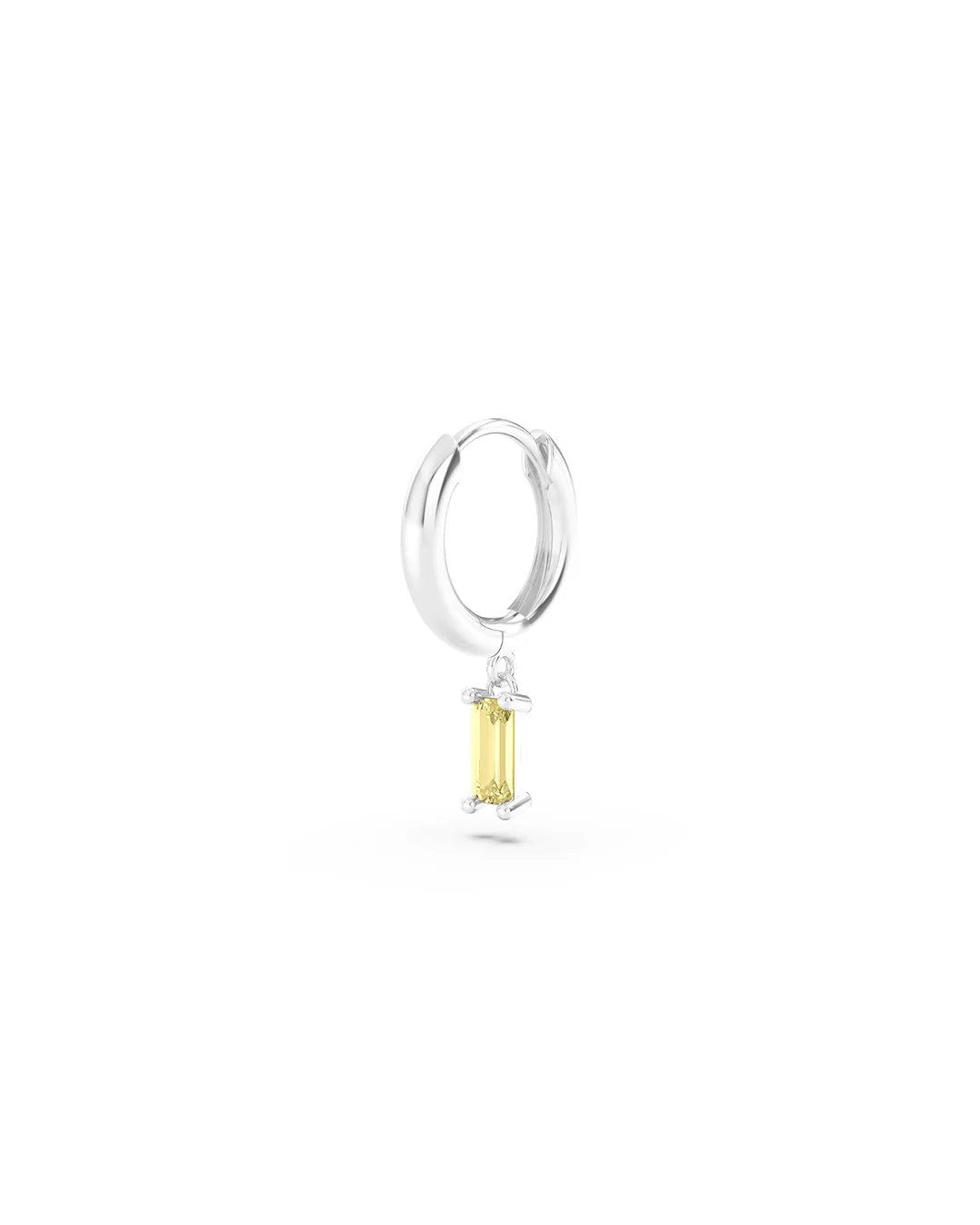 Amabile Orecchino Singolo Hoop Baguette Argento/ Giallo