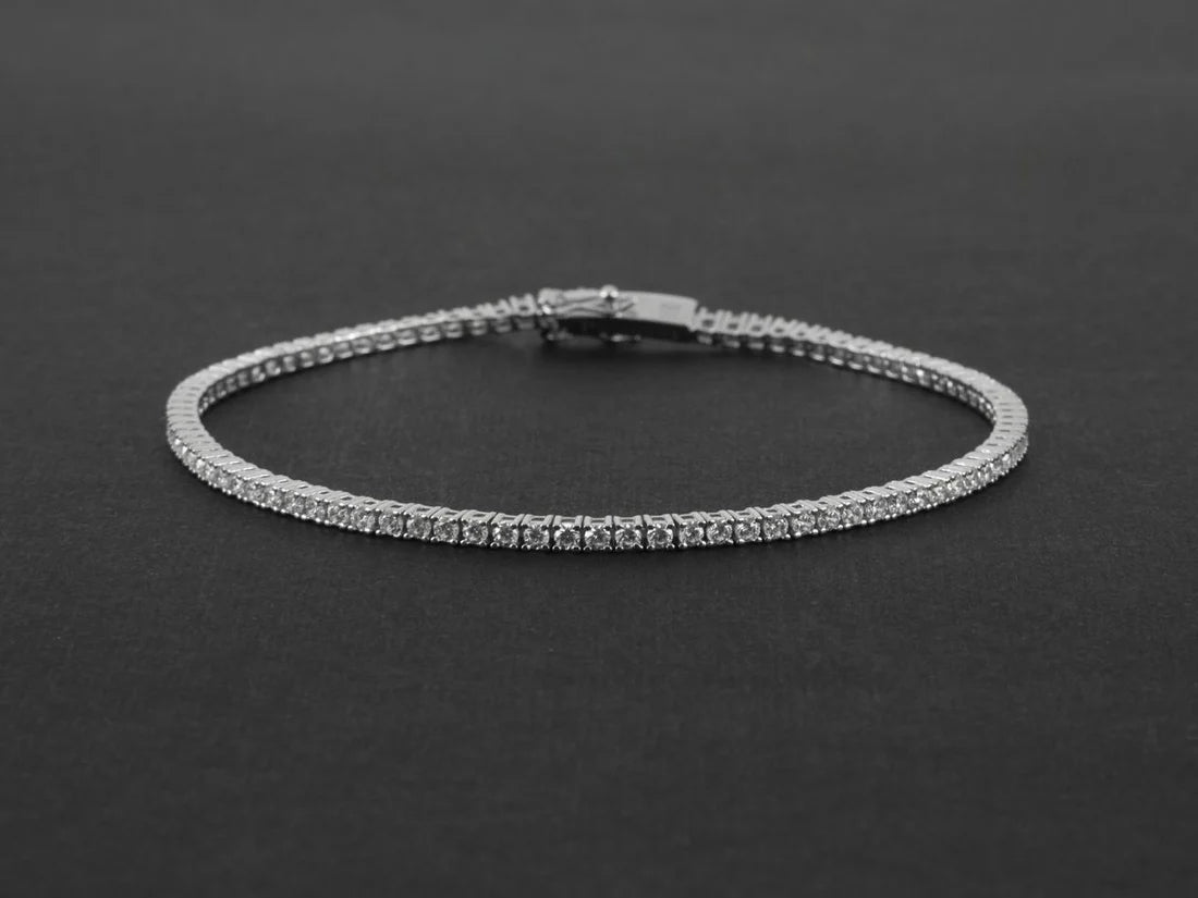 Cesare Paciotti Bracciale Uomo Tennis Con Zirconi Bianchi