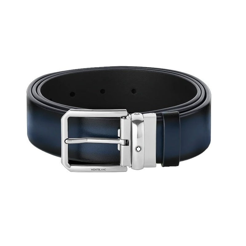 Montblanc Cintura Sfumata Blu/Nera con fibbia Rettangolare 131184