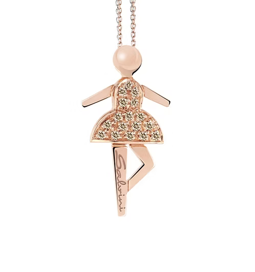 Salvini Collana Ballerina In Oro Rosa e Diamanti