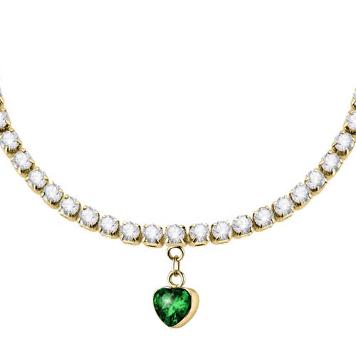 La Petite Story Bracciale Tennis Dorato Cuore Verde
