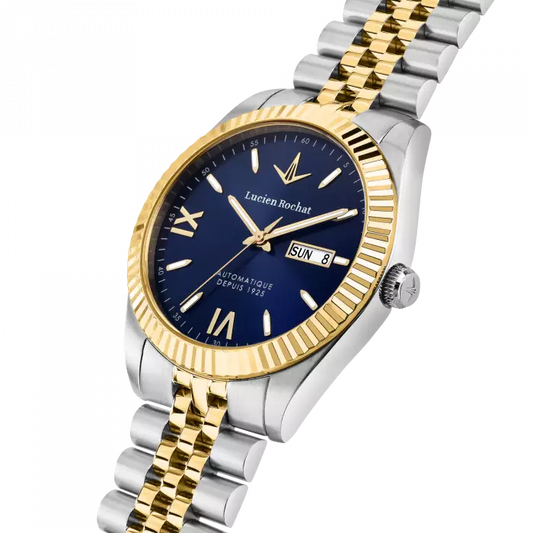 Lucien Rochat Orologio Da Uomo Automatico Bienne Blu E Dorato