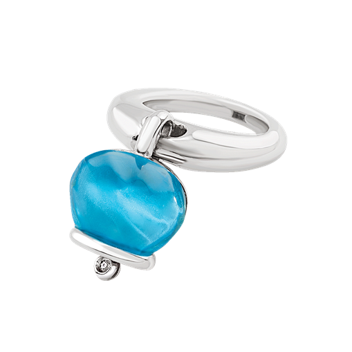 Chantecler Et Voilà Anello Campanella Con Resina Topazio Blu Sfaccettata