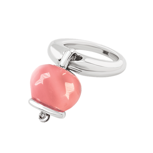 Chantecler Et Voilà Anello Campanella Con Resina Quarzo Rosa Sfaccettata