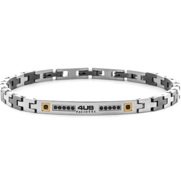 Cesare Paciotti Bracciale Uomo Bicolore con Zirconi Neri