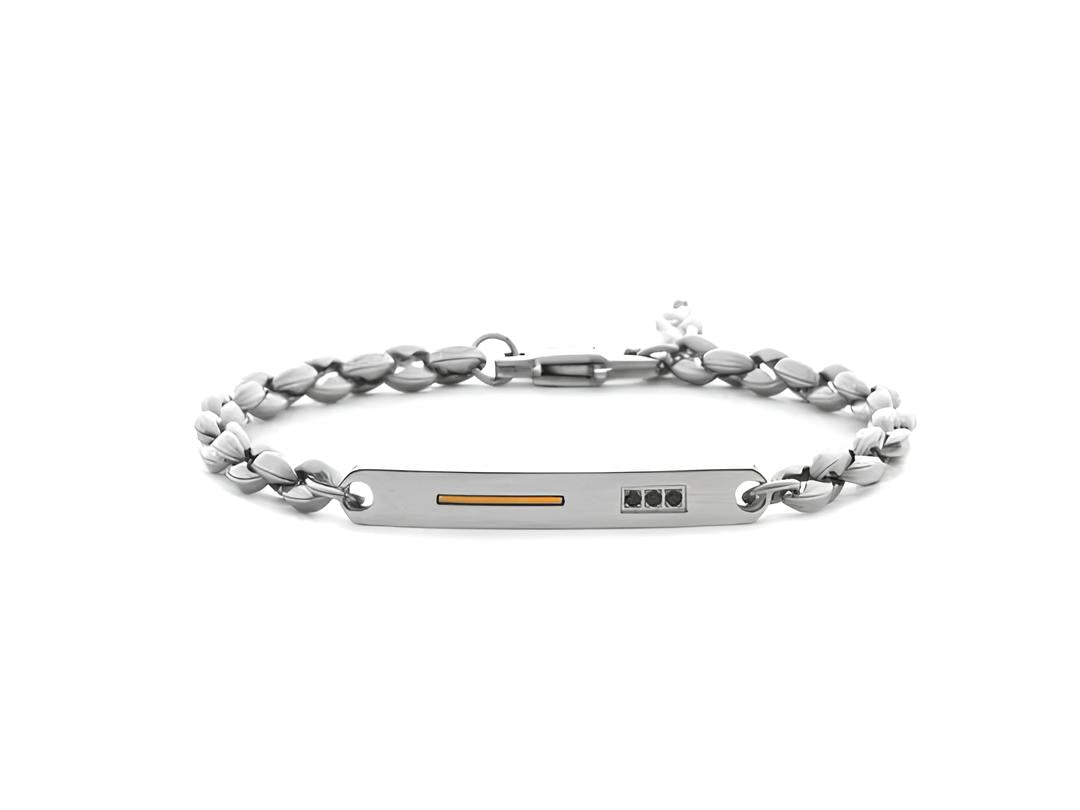Cesare Paciotti 4US Bracciale Uomo Targa Con Maglia Intrecciata