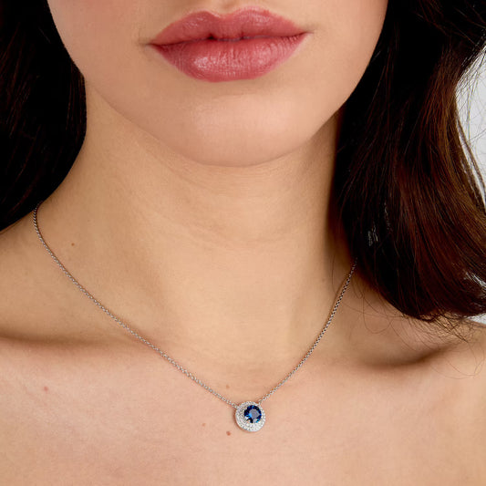 Morellato Collana con Zircone Blu e Giro di Zirconi Bianchi