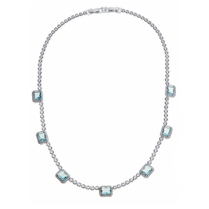 Ottaviani Collana Tennis Con 7 Zirconi Azzurri