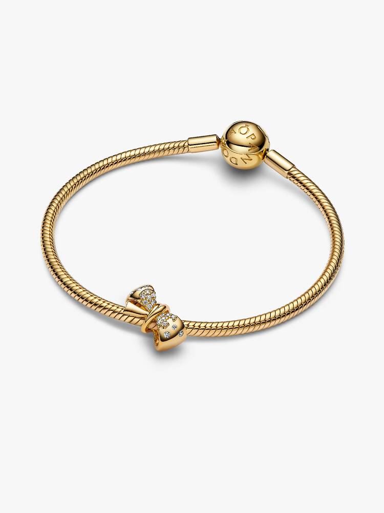 Pandora Charm Fiocco Dorato con Zirconi