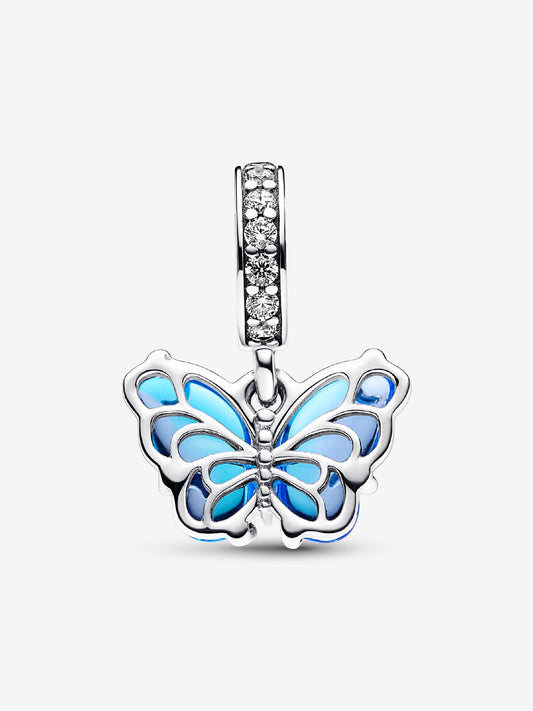 Pandora Charm Pendente Farfalla Vetro di Murano Blu