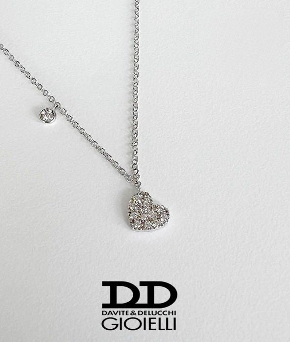 Davite e Delucchi Collana Cuore E Punto Luce In Diamanti
