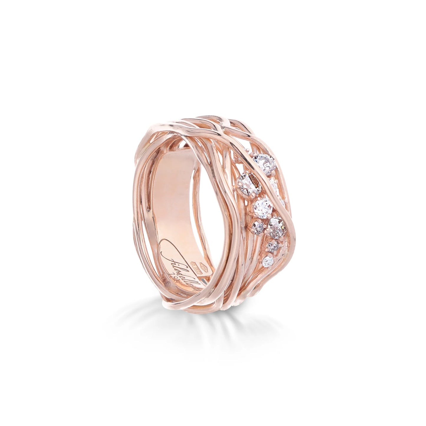 Filo Della Vita By Rubinia 10 Fili In Oro Rosa E Diamanti Bianchi e Brown
