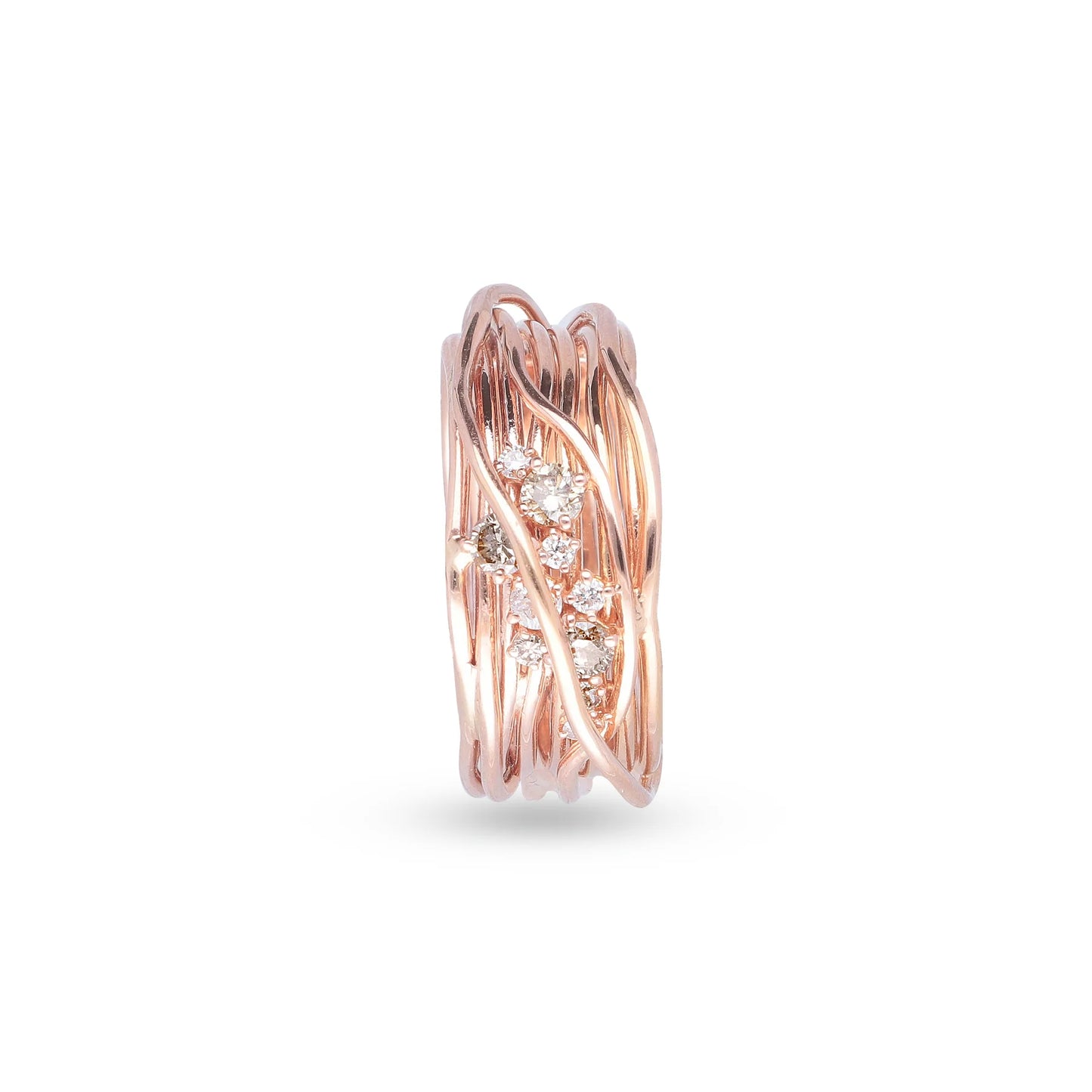 Filo Della Vita By Rubinia 10 Fili In Oro Rosa E Diamanti Bianchi e Brown