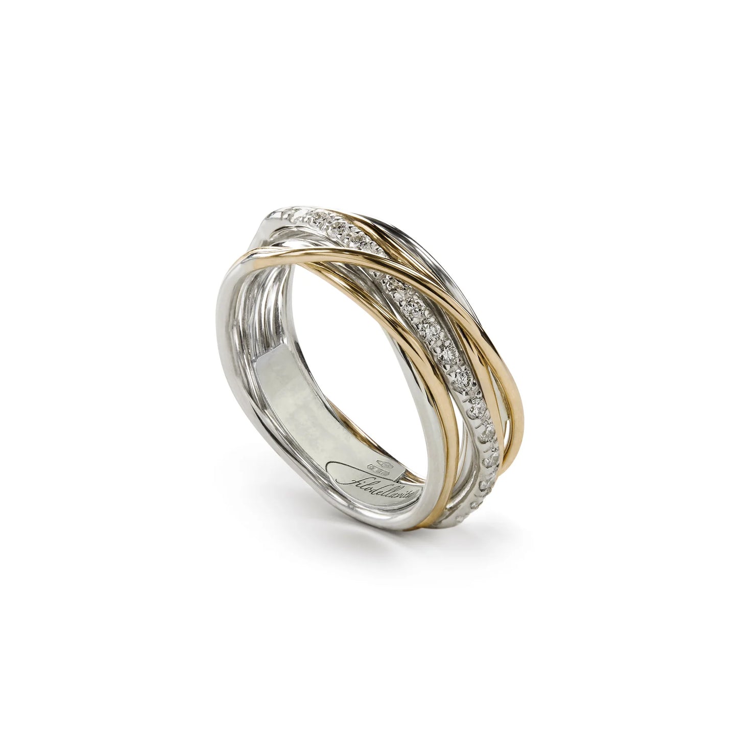 Filo Della Vita By Rubinia 7 Fili In Argento, Oro Giallo E Diamanti