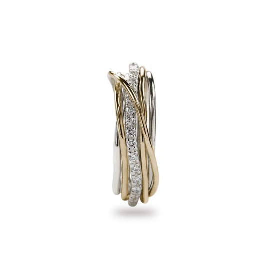 Filo Della Vita By Rubinia 7 Fili In Argento, Oro Giallo E Diamanti