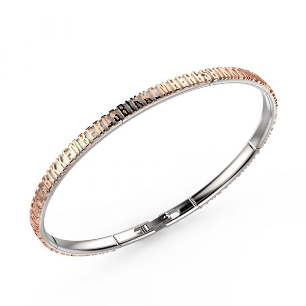 Bikkembergs Bracciale Uomo Embossed In Acciaio Con Logo Rosato