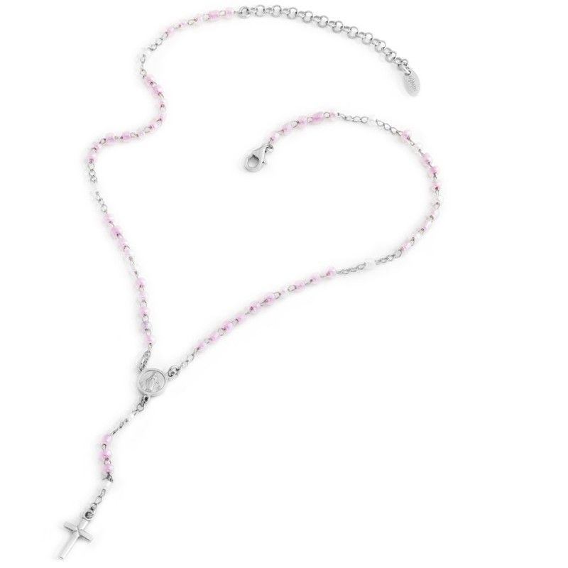 Amen Collana Bimba Rosario Con Perline Rosa