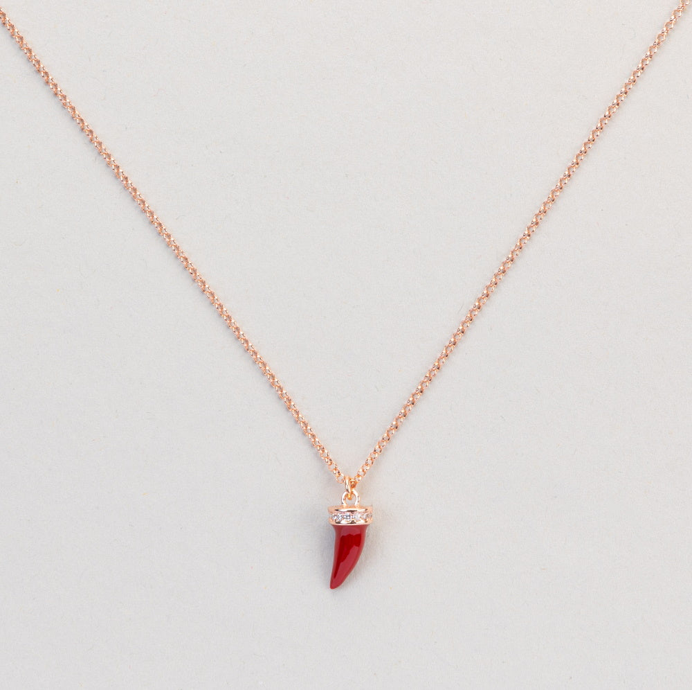 Versari Collana Con Corno Smaltato E Zirconi