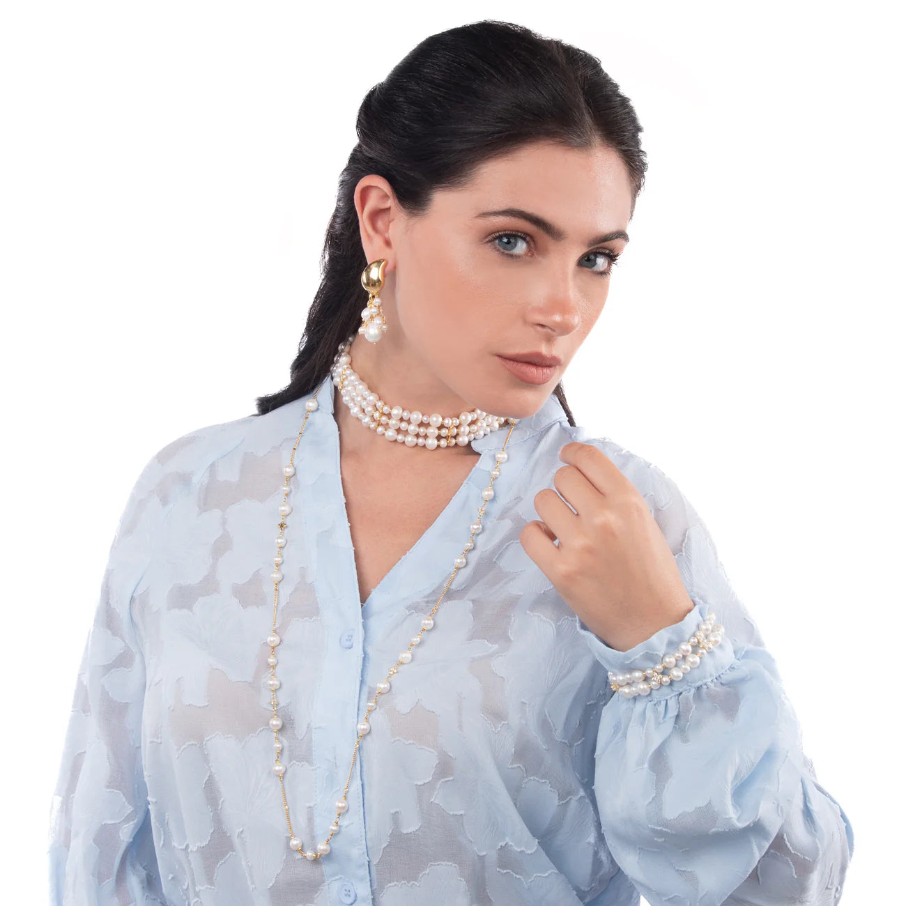 NIVY Collana Choker Multistrato Perle d’Acqua Dolce