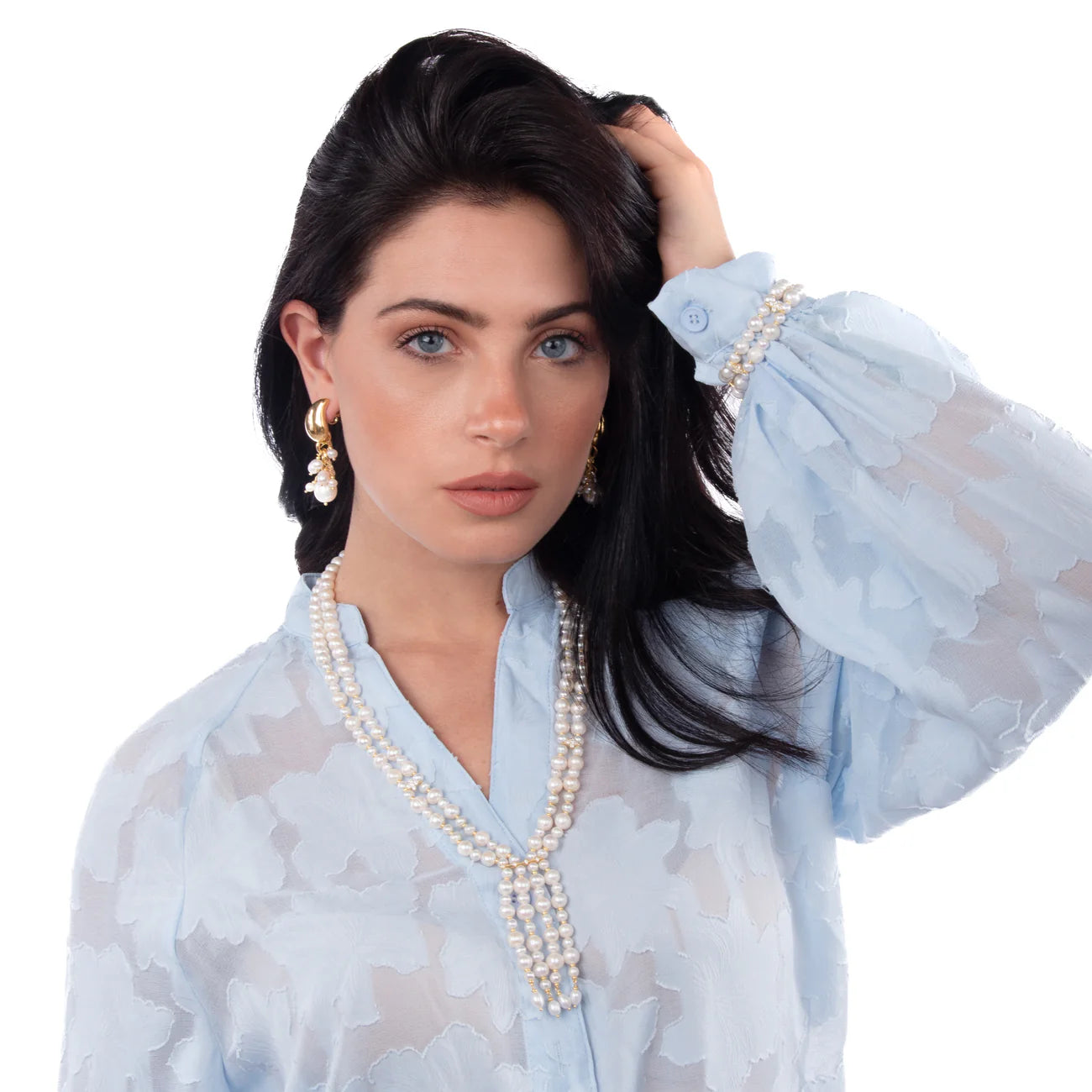NIVY Collana Perle Multistrato con Zirconi