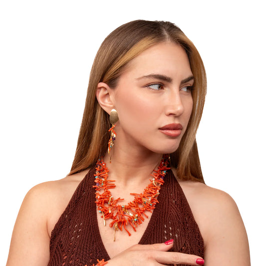 NIVY Collana con Rami di Corallo Rosso