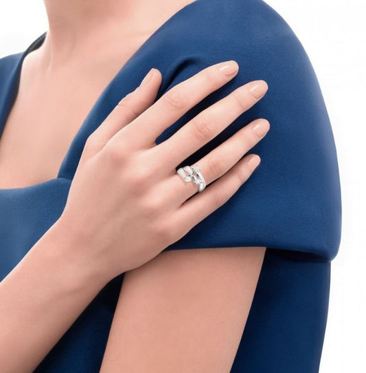 Recarlo Anello Trilogy In Oro Bianco E Diamanti Da 0.09 CT