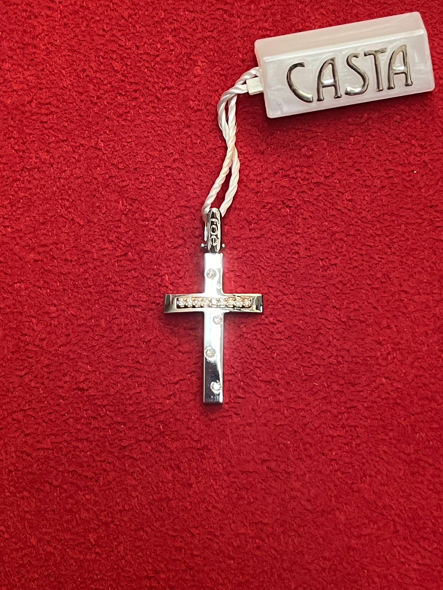 Casta Croce In Oro Bianco E Rosa 18 kt e Diamanti