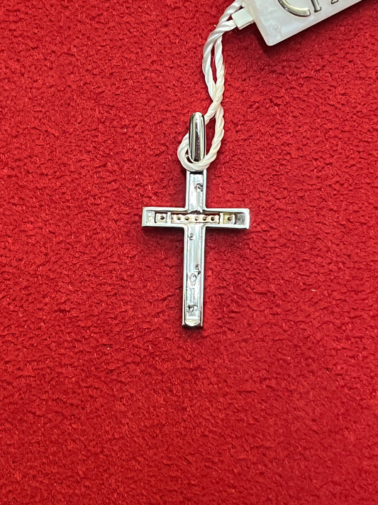 Casta Croce In Oro Bianco E Rosa 18 kt e Diamanti