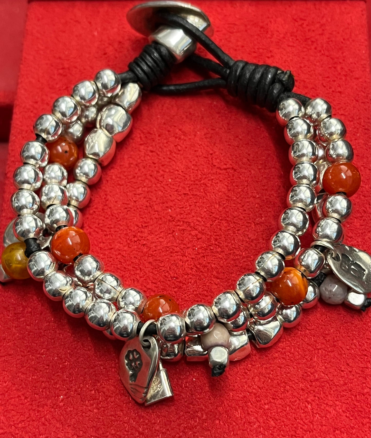 Madness Milano Bracciale 3 Fili Con Pietrine Rosse