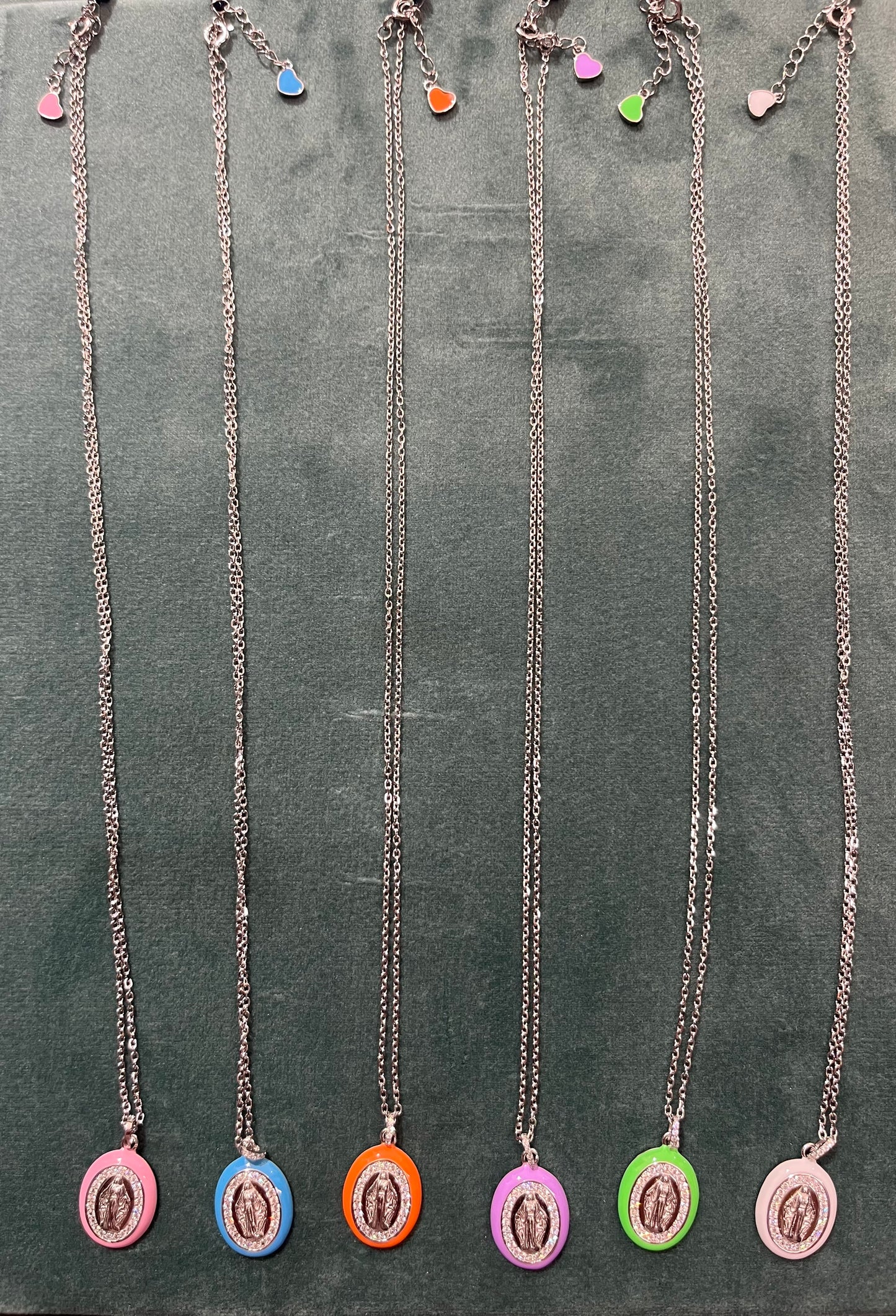 Le Fer Collana In Argento Con Madonna E Bordo Smaltato