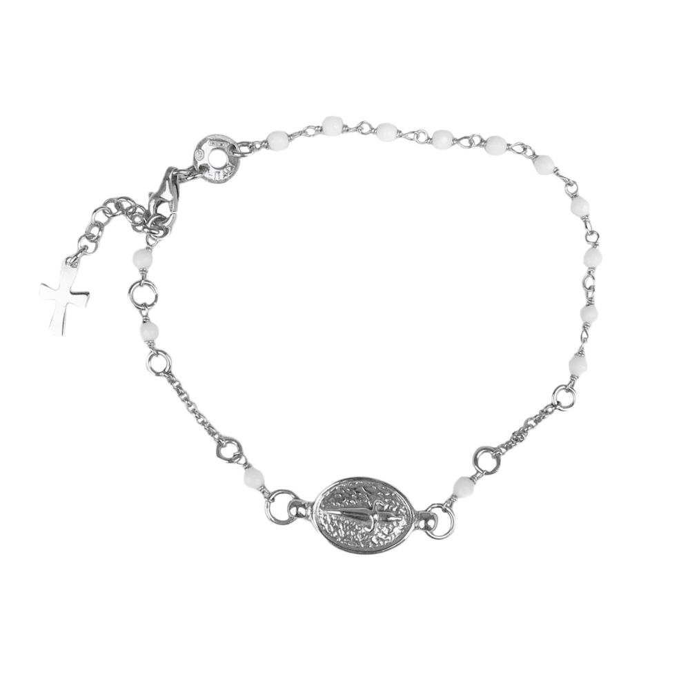 Cesare Paciotti Bracciale Rosario Uomo con Sfere Bianche