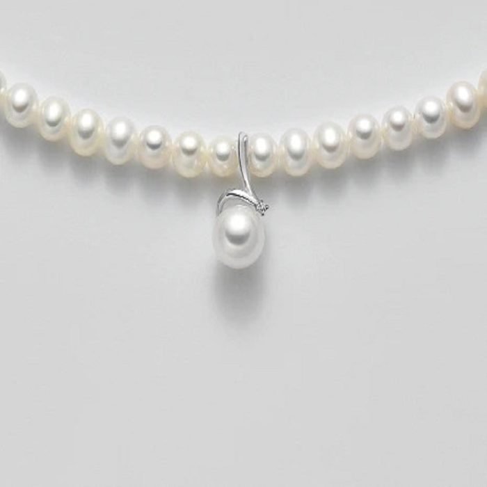 Mikiko Filo Di Perle In Oro 18 Kt Con Perle E Diamanti