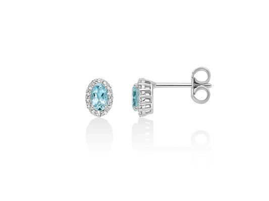 Miluna Orecchini Con Acquamarine Ovali E Diamanti