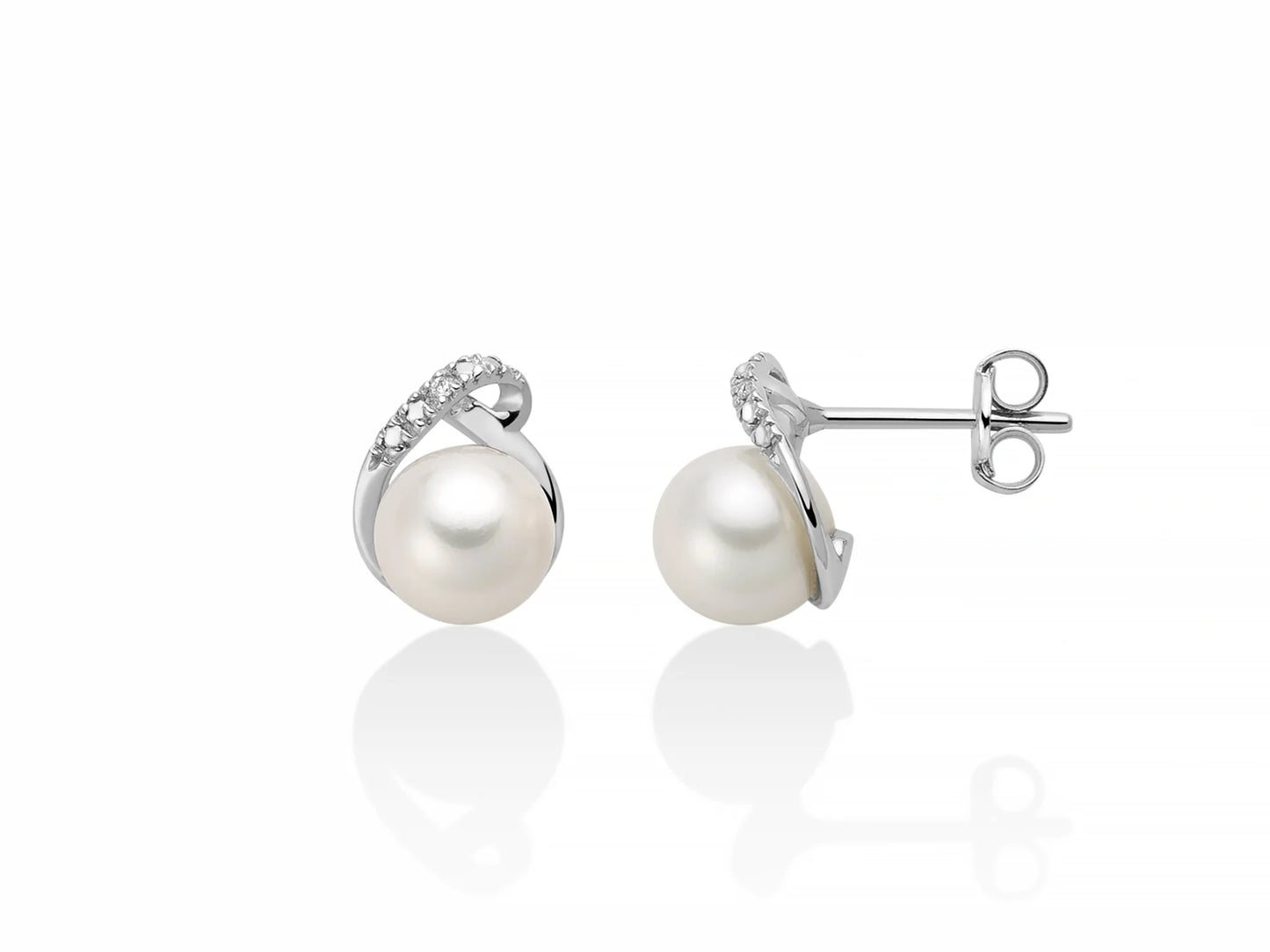 Miluna Orecchini Con Perle Oriente Con Sinuoso Elemento E Diamanti