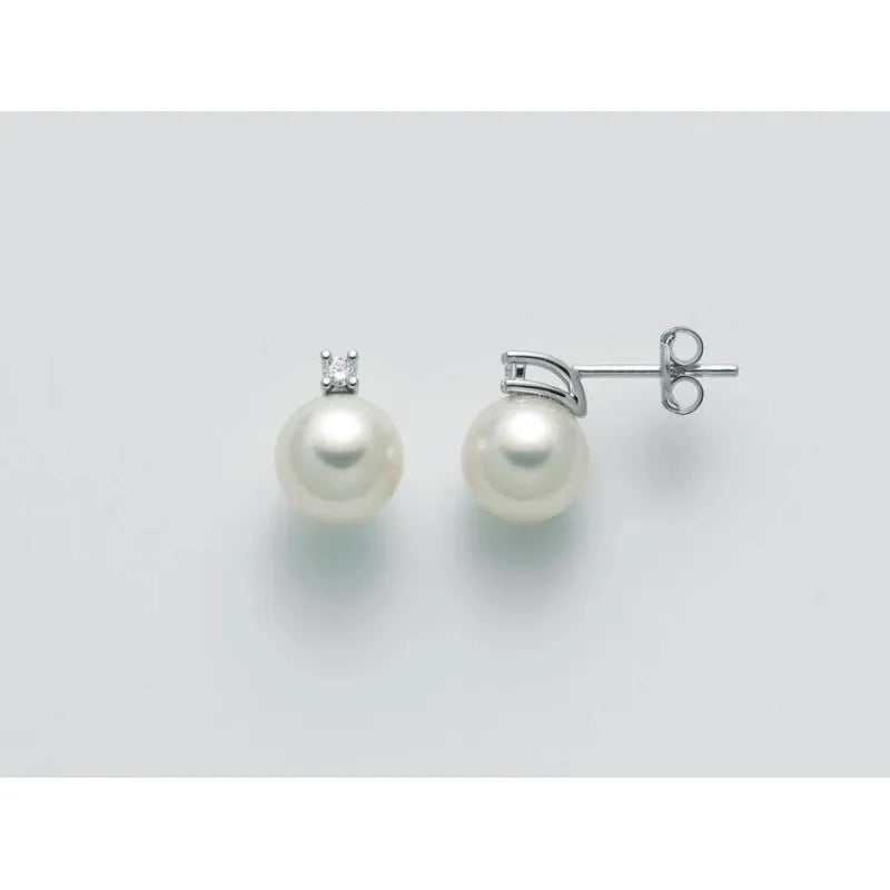Nimei Orecchini Perle Akoya 6-6,5 In Oro Bianco E Diamanti