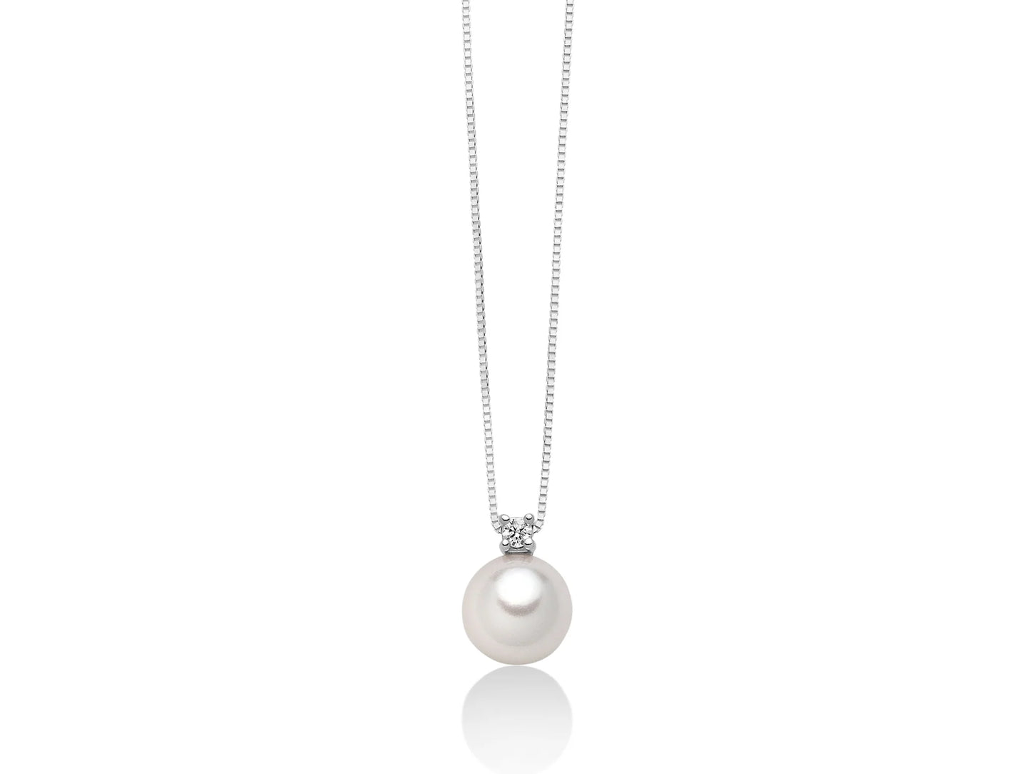 Miluna Collana con Perla 6-6,5 e Diamante in Oro 18kt