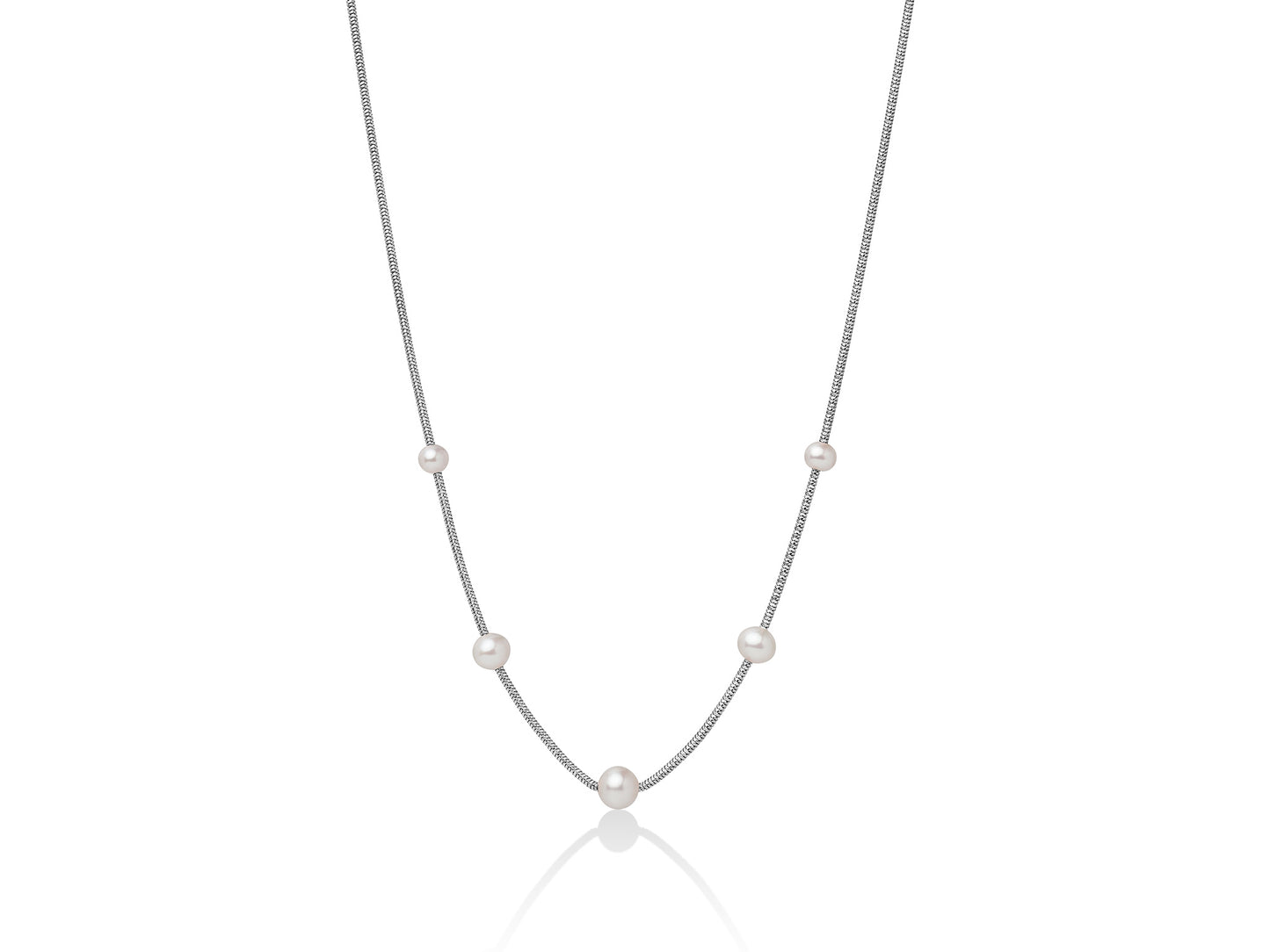 Miluna Collana Monofilo Con Perle