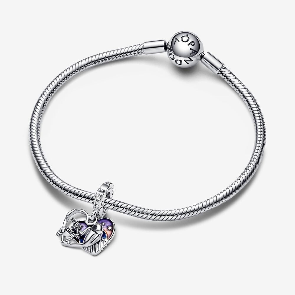 Pandora Charm Disney, Wall-E, Pendente a Cuore Eve e Wall-E Che Si Illumina Al Buio