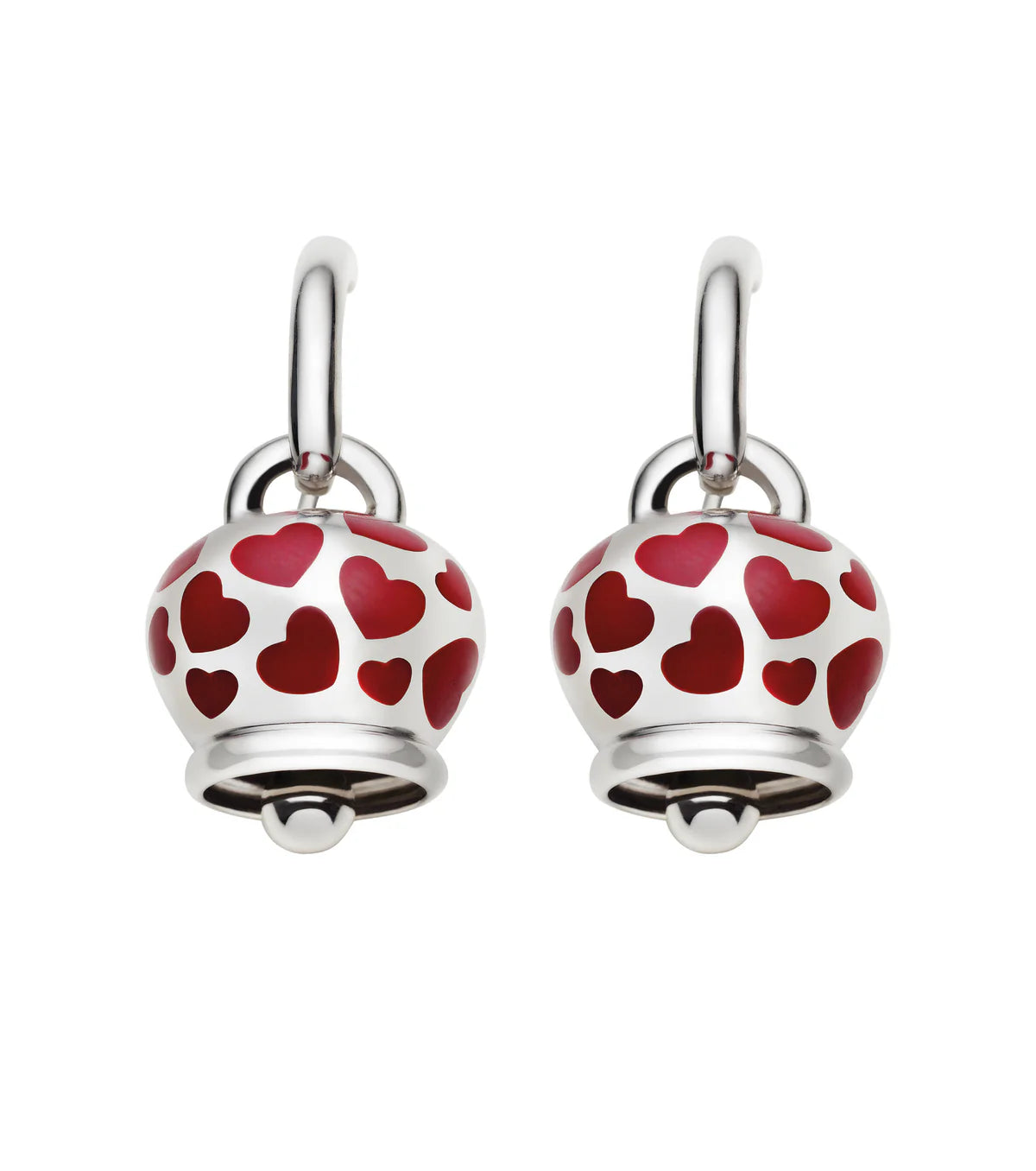 Chantecler Et Voilà Orecchini Campanella Medi Argento E Cuori Rossi