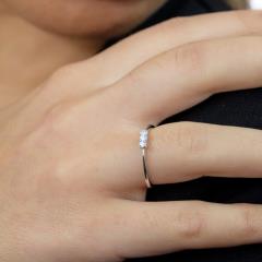 Recarlo Anello Trilogy In Oro Bianco E Diamanti Da 0.10 CT