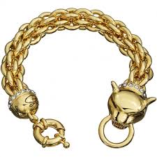 Guess Bracciale Dorato Multi Catena Con Pantera