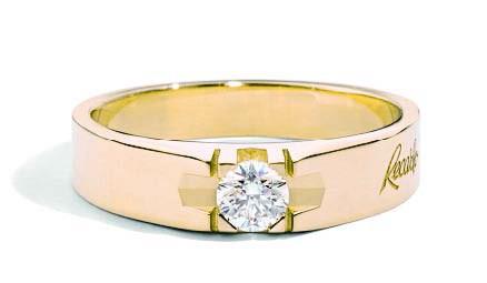 Recarlo Anello Uomo Solitario In Oro Giallo E Diamante Da 0.10 CT