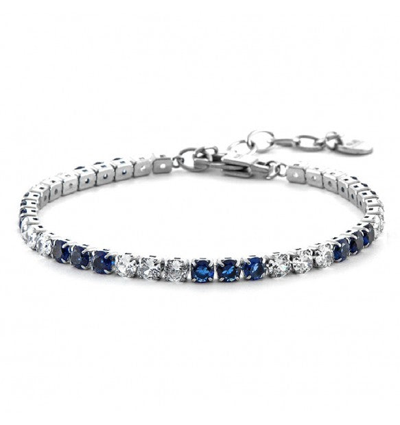 Cesare Paciotti Bracciale Uomo Tennis Con Cristalli Bianchi e Blu