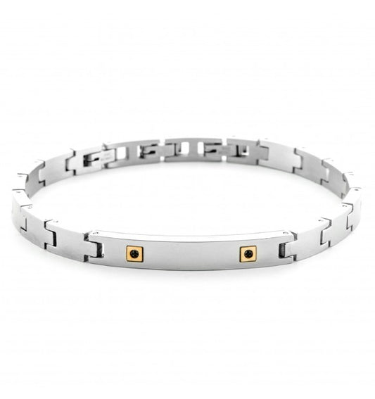 Cesare Paciotti Bracciale Uomo Con Targa E Dettagli In Oro 18 kt