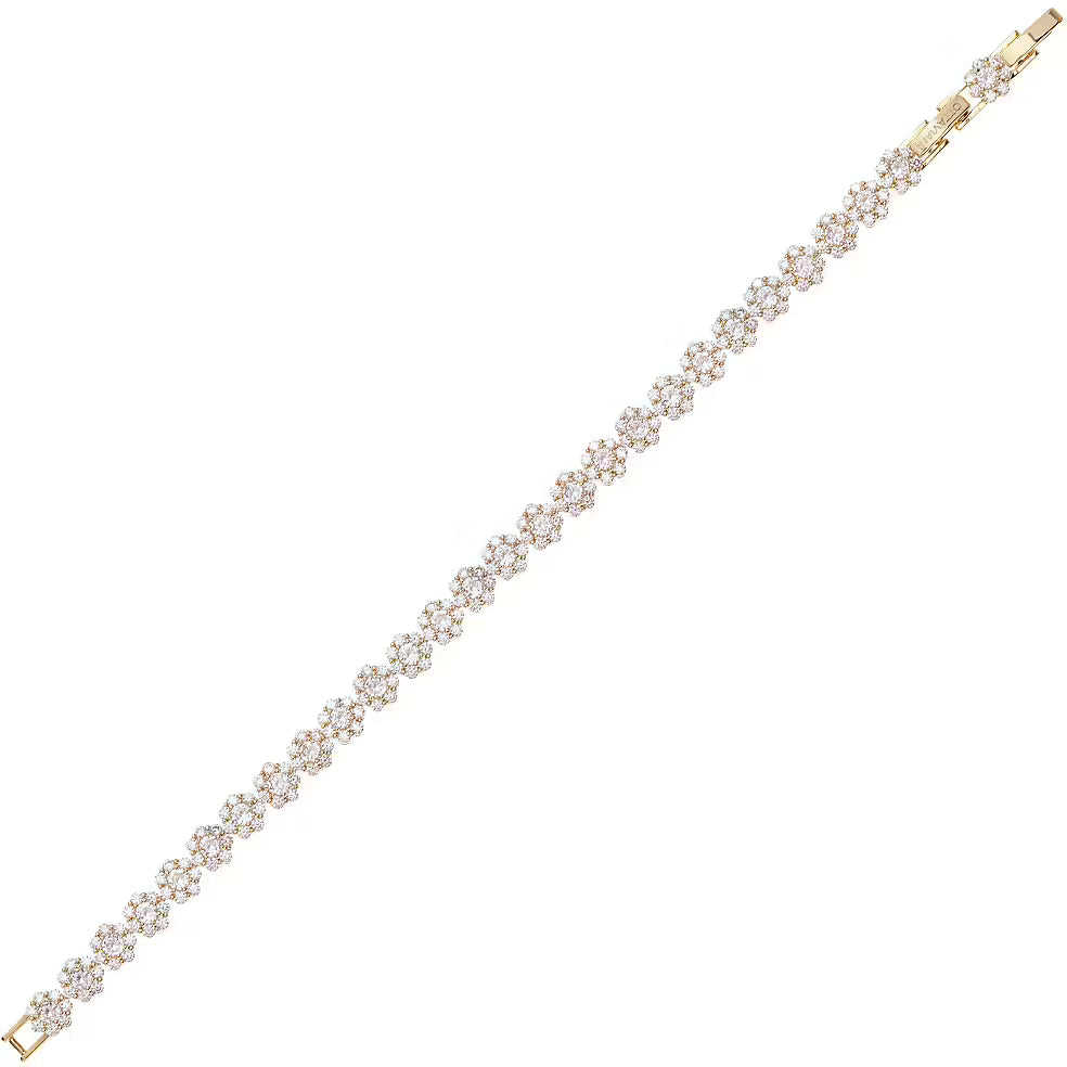 Ottaviani Bracciale Dorato con Fiorellini di Zirconi Bianchi