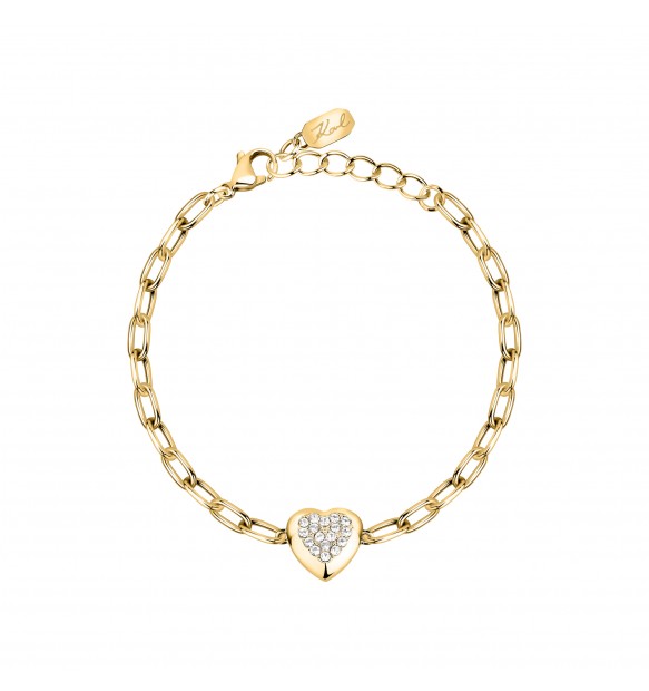 Karl Lagerfeld Bracciale Dorato A Catena Con Cuore Con Zirconi