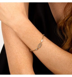 Karl Lagerfeld Bracciale Dorato Con Cristalli Baguette