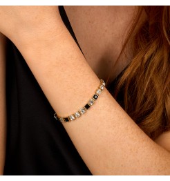 Karl Lagerfeld Bracciale Tennis Dorato Con Zirconi Bianchi E Neri